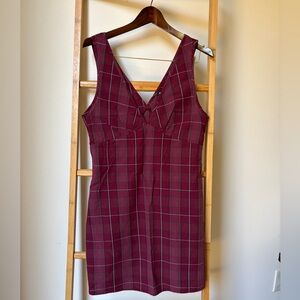 Afends Red Checkered Lonnie Mini Dress